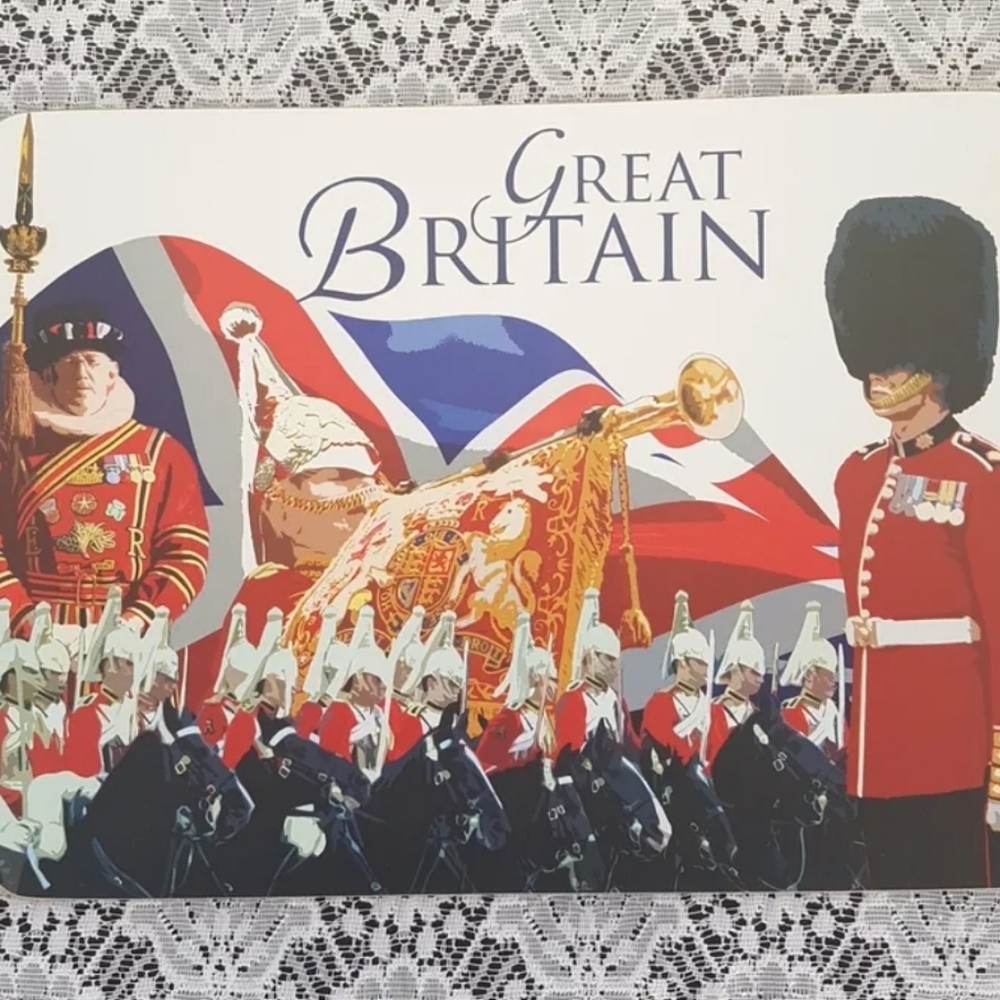 4pc Great Britain England Royal Guard Cork Back Placemat Set
